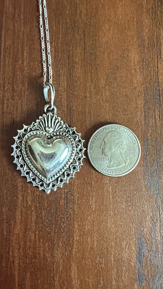 Corazón sagrado large necklace plata 925
