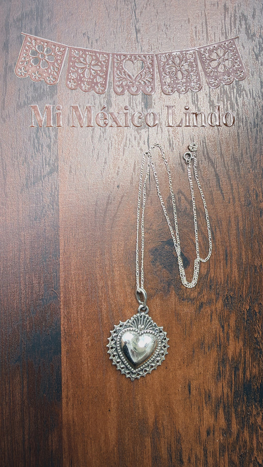 Corazón sagrado large necklace plata 925