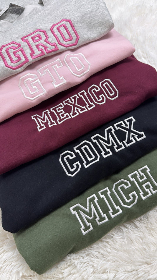 Any state university letters crewneck